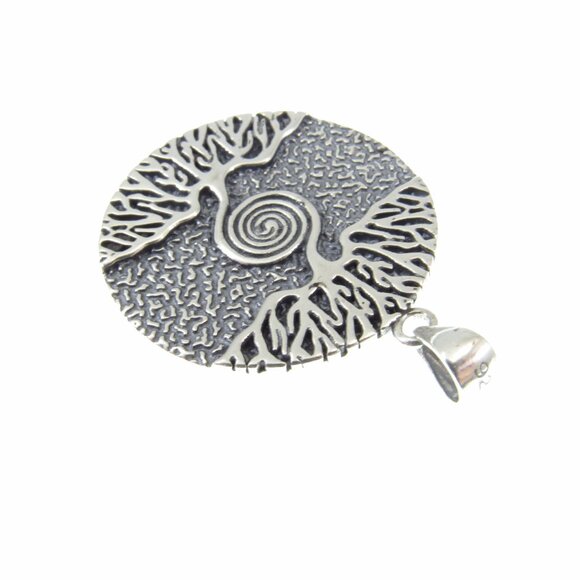 Solid 925 Sterling Silver Celtic Spiral and Roots Tree of Life Viking Pendant - Picture 8 of 9